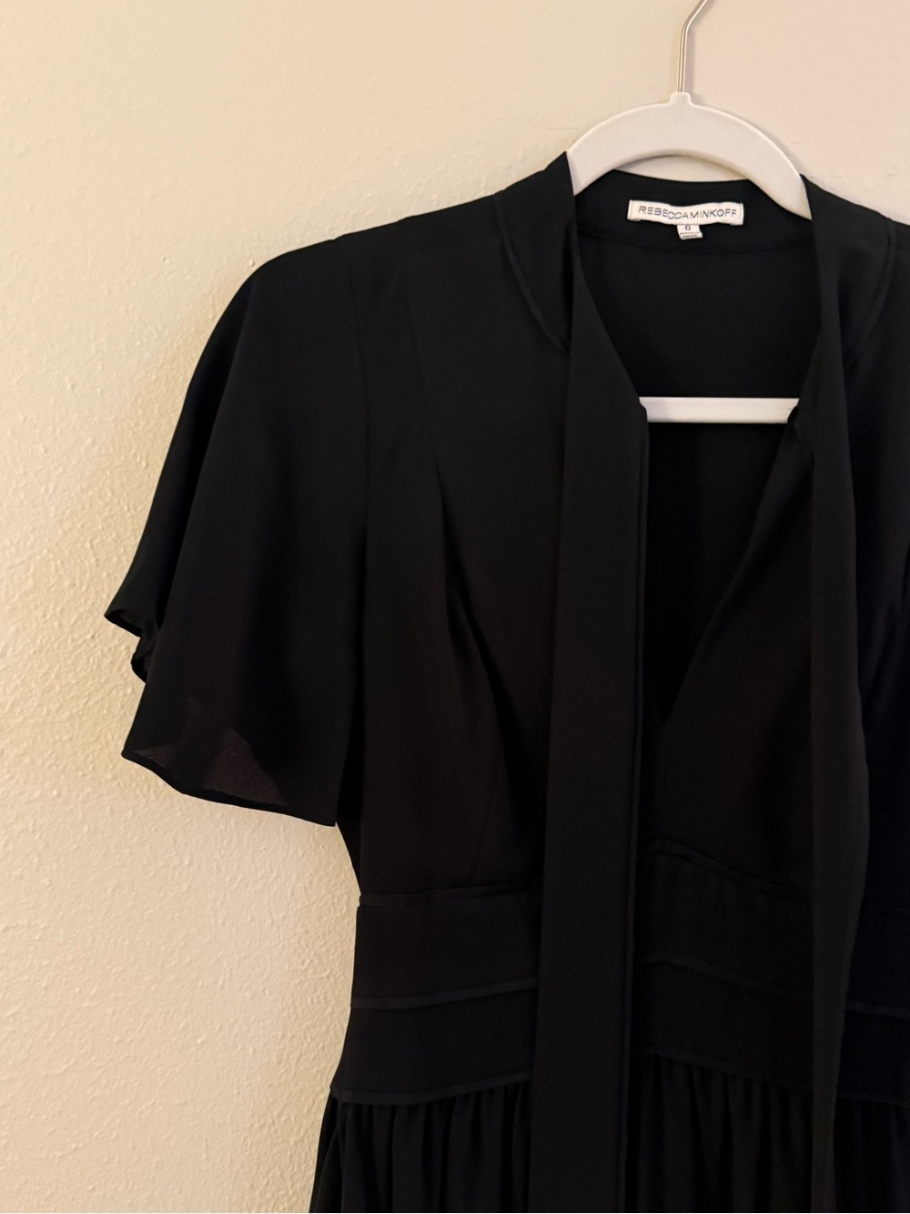 Rebecca Minkoff Black Mini Dress with Tie Neck - Picture 2 of 3